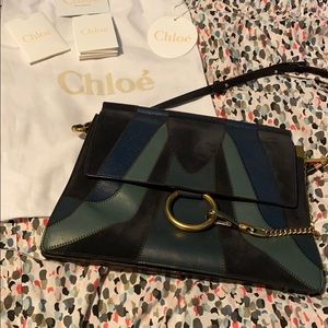 Chloé Blue Patchwork Medium Faye Bag